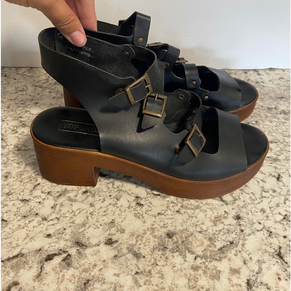 Top shop Black Clog  Platform Heels